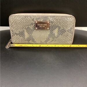 Michael Kors Grey Snakeskin Zip Around Wallet.